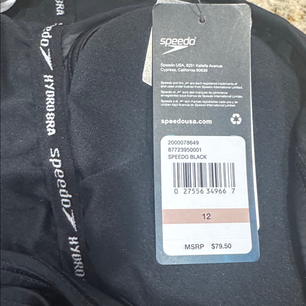 Speedo Swimsuit One Piece Creora Highclo Quantum Splice High Cut Black 12 NWT - Picture 9 of 10